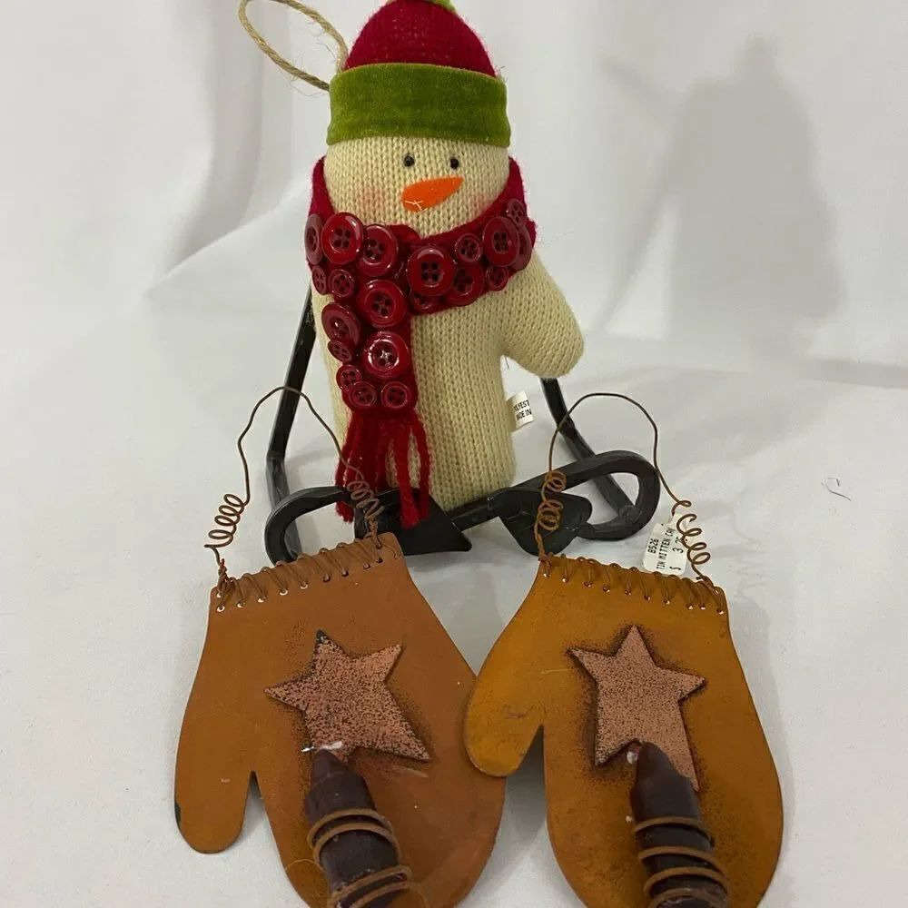 NWT Snowman Knitted Ornament with Mitten Ornaments